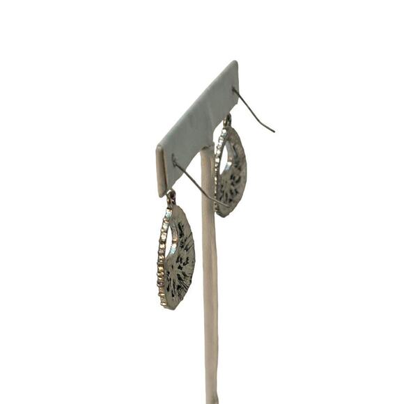 Teardrop Filigree Earrings Silver with Crystal Embellishments - Picture 3 of 4